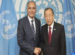 Reunión del Secretario General de las naciones Unidas, Ban ki-Moon, con el Ministro de Asuntos Exteriores del Reino de Marruecos