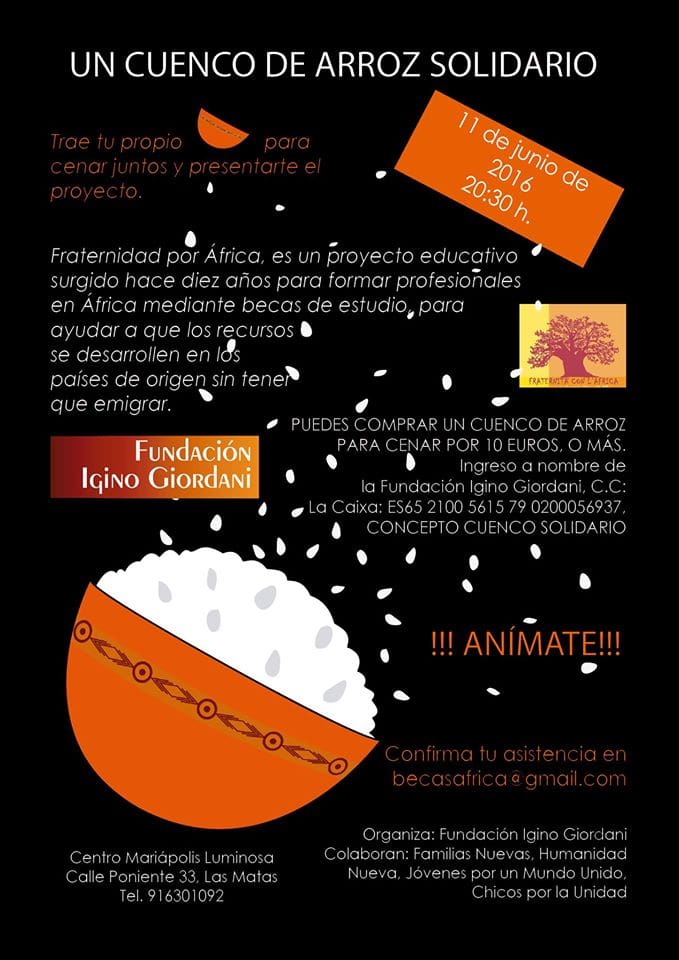 Un cuenco de arroz solidario    en  favor  del  Proyecto África – 11 Junio 2016 – Las  Matas – Madrid