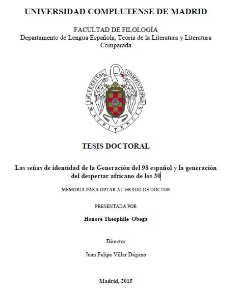 Las señas de identidad de la Generación del 98 español y la generación del despertar africano de los 30, por Théophile Obega